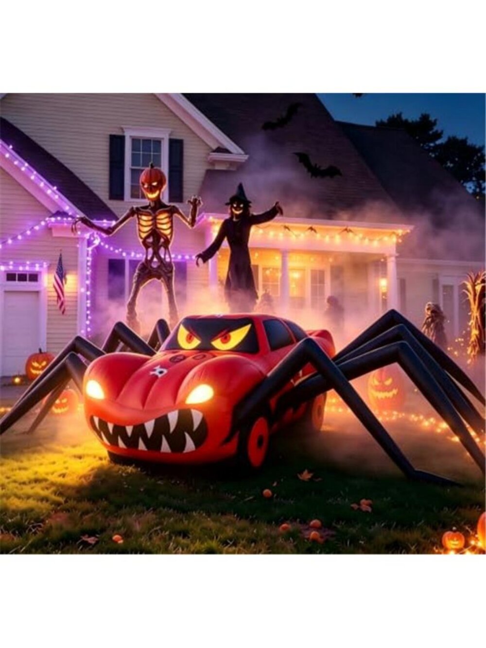 14.8 FT Giant Halloween Inflatables Spider Car Outdoor Decorations